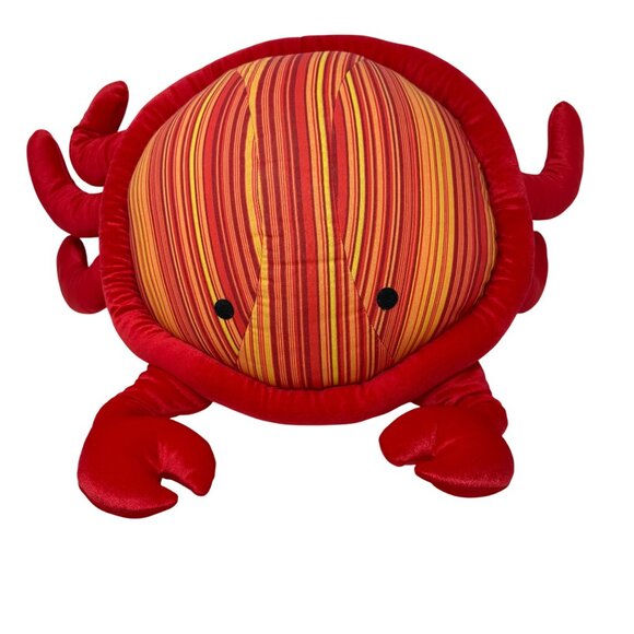 Red Crab Plush Accent Pillow Orange Yellow Stripe  Pier 1 One Imports  26" Wide - Picture 2 of 9